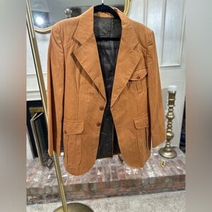 Vintage Spatz Rust Brown Safari Blazer Jacket Men’s L 70s Style Utility Pockets